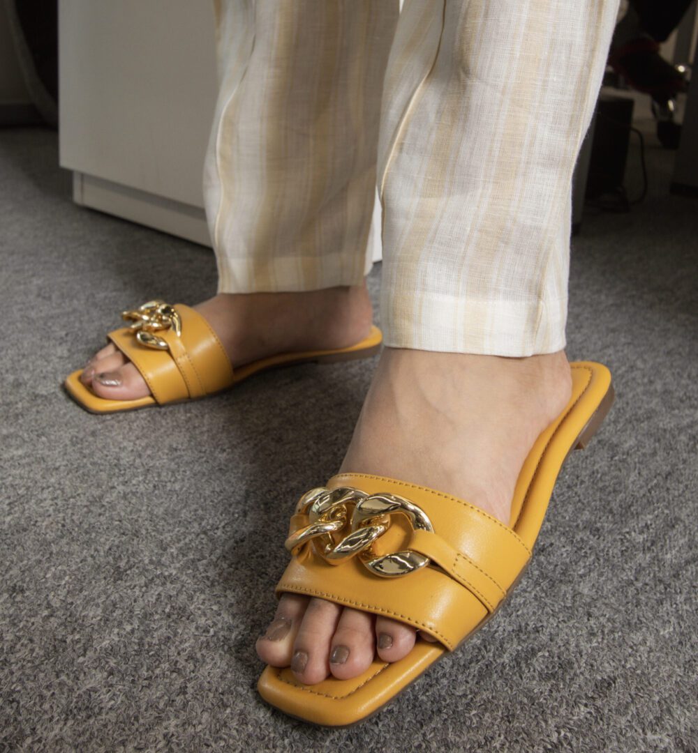 Stella Vegan Leather Flats – Mustard